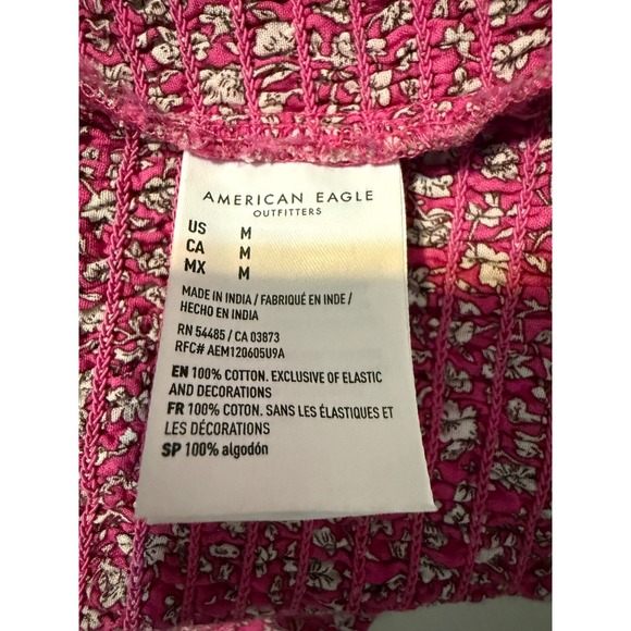 AE  Women M Smocked Lace Cotton Milkmaid Top Cottage Peasant Barbie Festival Y2K - Picture 8 of 9